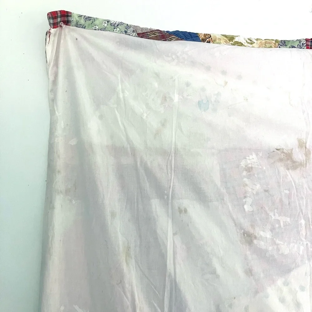 Vintage 40’s crazy quilt feedsack cotton small quilt blanket